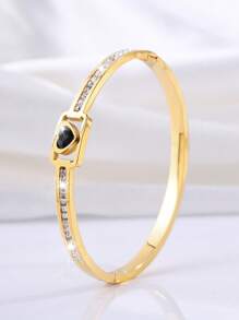Camhanno 1pc Pulseira de aço inoxidável divertida e elegante com diamantes, adequada para a namorada do feriado cheia de ritual