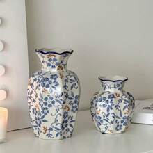 One Hand-Painted Blue And White Ceramic Vase In Vintage-Style For Flowers, Suitable For Living Room, Bedroom, Balcony Decoration, For Dried Flowers, Artificial Flowers & As An Ornament,Home Decor,Flower Vase,Centerpiece,Table Decor Rama Decoration Rama Gifts Birthday Graduation Room Decor Glass Vase
