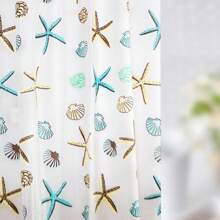 Starfish Print Shower Curtain PEVA With Hook Home Bathroom Decor Summer Bathroom Accessories Back To School
