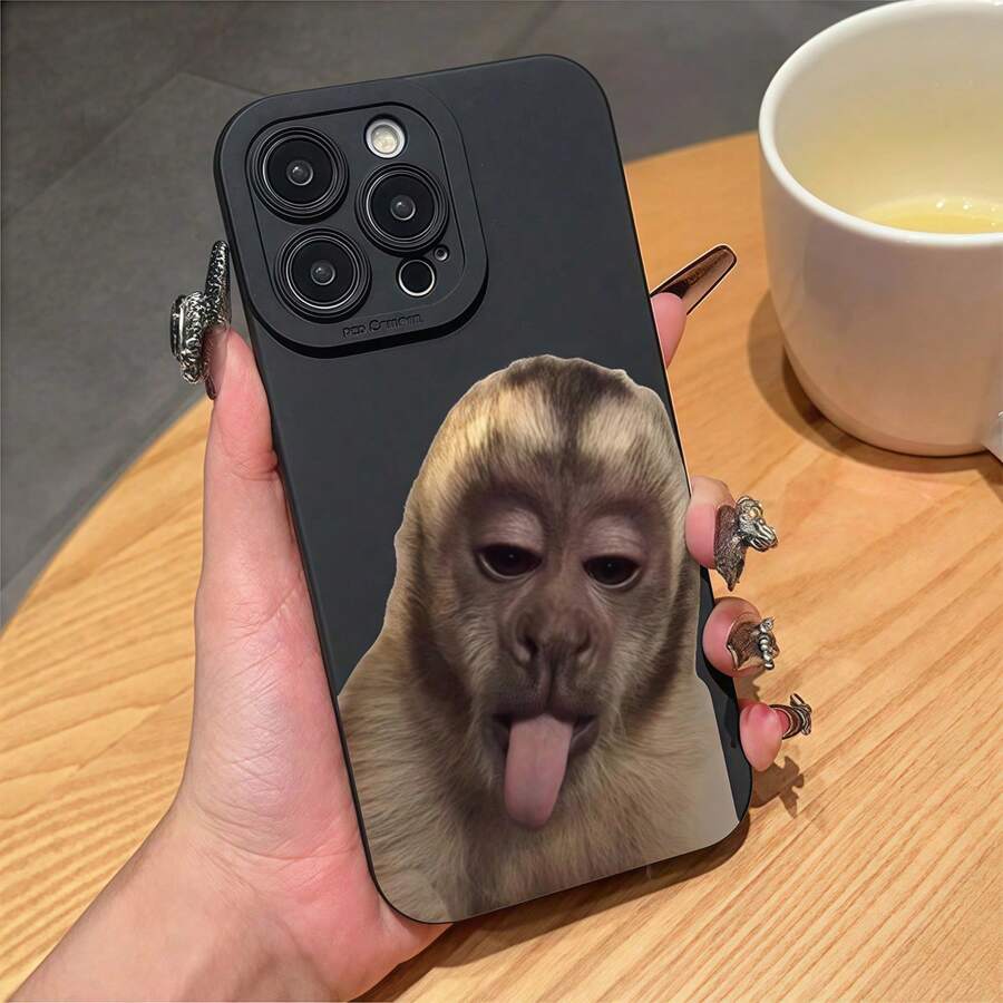 1个黑色哑光猴舌图案手机壳，可个性化定制，兼容 16 Pro Max、17/16/15/14 Plus、13/12/11、Air，也兼容三星系列手机。 - 彩色 - 查看 1