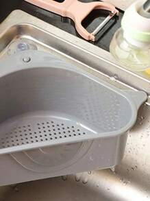 1pc Plastic Sink Drain Storage Rack, Grey Kitchen Caddy Sink Organizer For Kitchen