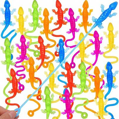 5/10/20/30/48 piezas Juguetes blandos estresantes tipo lagarto elástico pegajoso Mochi, Juguetes Fidget para aliviar el estrés, Relleno de bolsas de regalo, Regalos de cumpleaños, Recuerdos de fiesta (Colores y estilos aleatorios)