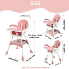 Ubravoo Baby High Chair, Height Adjustable - Convertible High/Low Chair,With Detachable Tray Belt Footrest And Toy Rack,Growing From 6 - 36 Months Baby Chair - Pink - View 3
