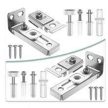 2 paquets Kit de réparation de matériel de porte pliante, comprend les supports pivotants supérieurs et inférieurs, les guides de rouleau, les charnières pour pièces de rechange de porte de placard coulissante pliante