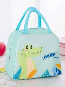 1 pieza Bolsa de almuerzo aislada con estampado de dibujos animados, fiambrera de pana, bolsa refrigeradora térmica impermeable y suave grande, contenedor de almuerzo impermeable, bolsa de cosméticos, bolsa de aseo de viaje, bolsa de viaje de cosméticos