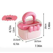 1pc Small 2-Layer Plastic Storage Box, Cute Handheld Video Organizer Box With Cover, Double-Layer Children's Jewelry & Hair Clip Organizer Box, Cartoon Bow-Knot Compartment Jewelry Box, Sewing Box, Gender Reveal Party, Perfect For Birthdays, Weddings, Parties, The Perfect Gift For Colleagues, Friends, And Family, Back To School