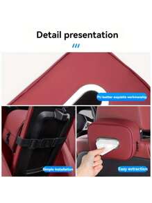 1pc New Car Backrest Hanging Tissue Box, PU Leather Car Tissue Box Holder, Premium Armrest Box Napkin Tissue Hanging Bag, Car Tissue Box, Multi-Functional Storage Organizer, Suitable For Sun Visor, Seat Back, Car Interior Accessories, Armrest - Vehicle Interior Accessories - A - View 11