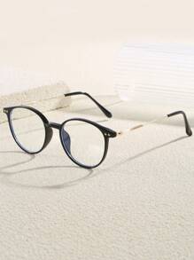 1 件休闲 PC（聚碳酸酯）新款铆钉设计平光镜片眼镜，时尚街头风格高端外观，适合所有季节