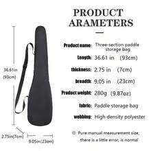 حقيبة تخزين اله الجذاف ذات3 أقسام، حقيبة حماية وحمل قصبة جذف من الكربون، حقيبة إكسسوار محمولة لقوارب الكانو والقوارب، كم جذاف لقوارب التنين، وألواح التزحلق - الأسود - مشاهدة 4