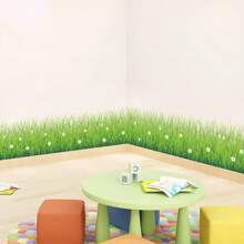 1pc Green Plant Wall Sticker Baseplate, Colorful Flower Leaves Wall Decals, Removable Skirting Board Mural, PVC Garden Wall Decoration For Living Room, Bedroom, Bathroom Room Decor Home Decor Bathroom Decor Bedroom Decor Room Decoration Stuff Living Room Decor House Decor Home Decor Living Room Wall Art Wall Paper Stickers