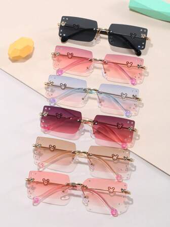 1 Pair Metal Rhinestone Square Decorative Glasses, Fashion Accessory For Adults And Kids, Suitable For Party, Travel