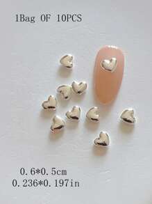 1 Pack Metal Jewelry Nail Art Accessories Heart 3D Nail Decorations