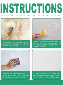 [Quick Repair] Multi-Functional Wall Repair Paste - Easily Repair Wall Cracks, Holes, Waterproof And Moisture-Proof, Wall Looks New!" Quick Repair: Easily Fill Wall Cracks, Nail Holes, Scratches And Other Defects, Dry Quickly, Save Time.