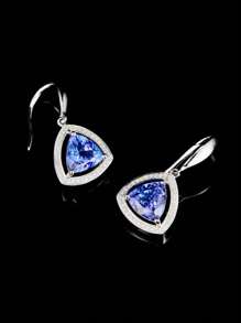 2pcs S925 Sterling Silver Minimalist Triangle Zirconia Earrings, Elegant & Versatile Jewelry For Women, Daily & Party Gift