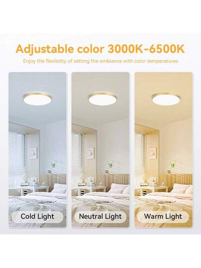 CANMEIJIA LED Ceiling Lights, Moderne Flush Mount Lights Bedroom, Dimmable Remote Control Lamps Living Room, Kitchen, Children's Hallway, Garage, Adjustable Temperatures, 220V view 7