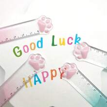 1 pieza Regla de alta calidad con forma de huella de gato degradada - Regla transparente de dibujo, regla rosa para planificadores, herramienta de dibujo y medición, premio/regalo