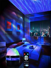 具有北极光和水晶效果的 LED 投影灯，部分配有遥控器，颜色多样，适用于房间装饰、节日和派对装饰 - 多色光 - 查看 7