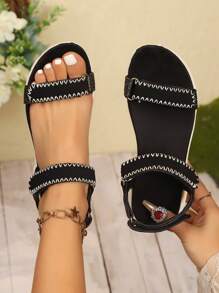 2024 Spring Summer Casual Thick Sole Women Outdoor Sports Beach Sandals - Black - View 5