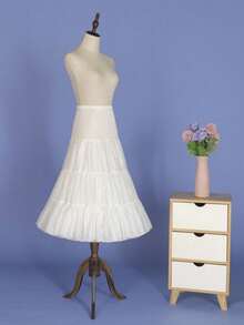 1950年代复古及膝吊带裙，女士薄纱裙，可搭配连衣裙，1950年代时尚 - 白色 - 查看 4