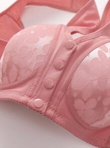 3 Peças/Pacote Sutiã Com Fechamento Frontal Sem Arame, Confortável, Com Decoração de Renda Para Mulheres