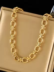 1pc Stainless Steel Knotted Geometric Fashion Personalized Hiphop Necklace For Women, Suitable For Gifts