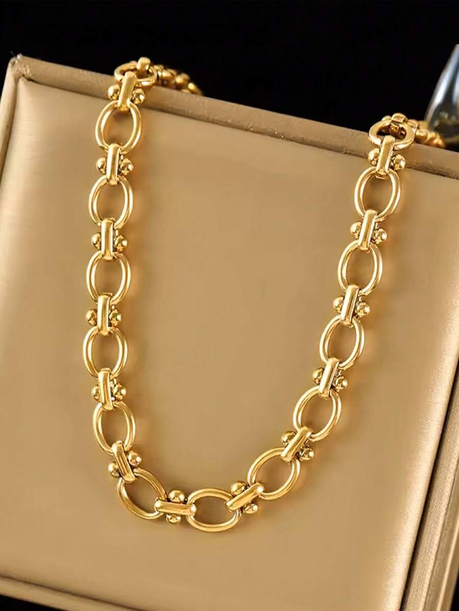 1pc Stainless Steel Knotted Geometric Fashion Personalized Hiphop Necklace For Women, Suitable For Gifts
