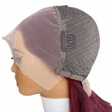 24 英寸深酒红色 13x4 透明蕾丝前假发 99J 彩色透明波浪人发假发 雷米头发 180% 密度 - S99J - 查看 7