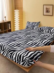 Bộ 2/3 ga trải giường họa tiết ngựa vằn trắng đen (1 ga trải giường + 1/2 vỏ gối), tấm bảo vệ nệm, vỏ bọc nệm, bộ ga trải giường, mềm mại và thoáng khí, phù hợp với mọi kích thước giường - ga trải giường đôi, cỡ lớn, cỡ King, cỡ Queen, túi sâu lên đến 11,8 inch, bộ chăn ga gối đệm cho trường học tại nhà - màu đen - Xem 2