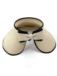 男女可折叠太阳帽，夏季沙滩帽，透气户外防晒露营帽 - 圓卷空頂草帽 - 查看 12