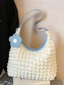 Nuevo bolso casual de mujer estilo fashionable, de nailon a cuadros, tipo tote con asa al hombro, billetera y bolsa de compras