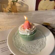 1pc Cream Cake Scented Candle, Strawberry Chocolate Cherry Macaron Niche Aromatherapy Candle, Cute Birthday Gift, Avocado Scented Candle, Home Decor Accessories,Wedding