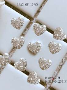 1 Pack Metal Jewelry Nail Art Accessories Heart 3D Nail Decorations