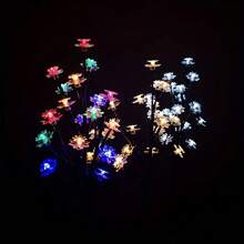 1pc Solar Double-Layer Lotus Cherry Blossom Branch Light, Solar LED Ground Plug-In Solar Lawn Light, Outdoor Waterproof Courtyard Light, Suitable For Outdoor Fences, Courtyards, Terraces, And Tree Decoration Scene Atmosphere Layout, Outdoor Garden Lighting For Pathway, Yard, Patio