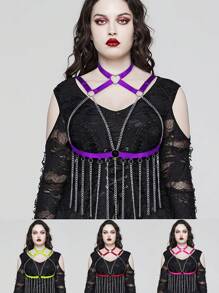 Gothic Punk Body Harness Bra For Women Sexy Lingerie Breast Hollow Cage Bra Harness Cupless Strappy Bralette Elastic Cage Harness Belly Belts Party Dance Rave Accessories Plus Size - Multicolor - View 3