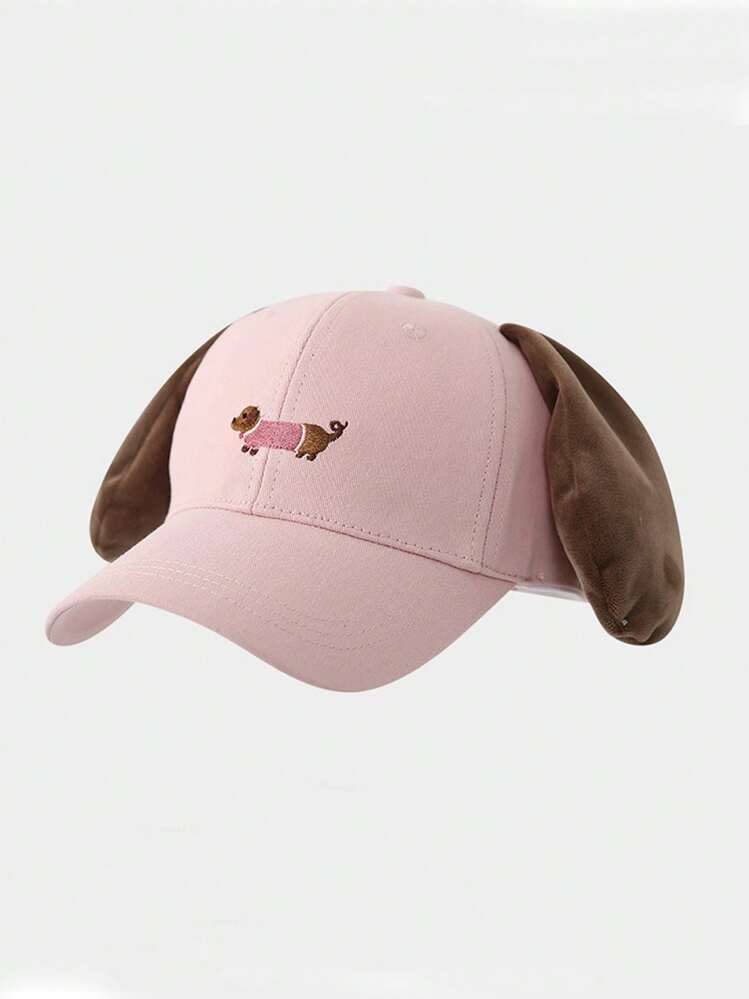 1 pieza Gorra de béisbol adorable con diseño de perro salchicha, ala ancha, circunferencia de cabeza grande, Top suave, unisex de poliéster - Gorra de béisbol con diseño de perro salchicha - Añade 11