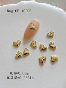 1 Pack Metal Jewelry Nail Art Accessories Heart 3D Nail Decorations