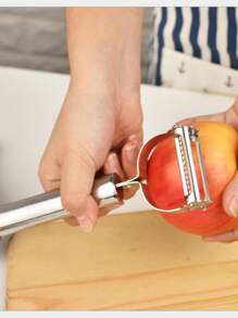 Râpe à pommes et pommes de terre multifonctionnelle en acier inoxydable, petit outil de cuisine, éplucheur à double tête souriante, couteau d'épluchage de fruits