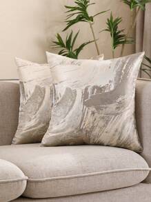 Miater 2入組金屬提花幾何圖案枕套 - 金色 - 查看 5