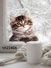 1pc Cute Brown Cat Window Sticker, With Open Mouth Yellow Cat Window Decoration Sticker, Contemporary Cute Cat Window Cling, PVC Easy Stick-On And Removal, (Size:6.29*7.08in) For Glass Doors Windows & Ceramic Wall Decor, High-End Animal Sticker., Stickers, Wall Decal, Vinyl Decal For Home Decorations, Spring Decoration Items Refresh Your Home, Rama Decoration Stickers Personalised Stickers