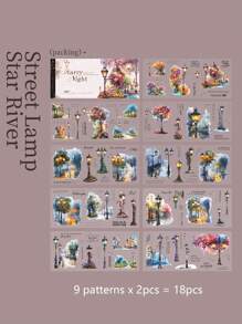 1 本书/18 张大尺寸复古灯柱和月光模切贴纸套装，适用于制作卡片、DIY 计划簿、剪贴簿、相册装饰、学校用品、返校 - 彩色 - 查看 15