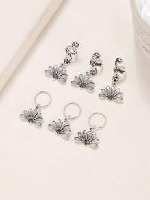 6件套万圣节装饰男女合金花朵吊坠假发头饰散头饰辫子发扣街头甜美酷辣妹风格头饰个性时尚朋克街拍辫子头饰 - 彩色 - 查看 12