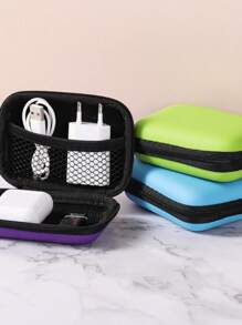 1/2 件波西米亚风格 EVA 耳机盒 - 紧凑型旅行收纳盒，可收纳耳机、充电器、电缆等，配有拉链封口、便携包支架、小袋、电子收纳盒、SD 卡、珠宝盒 - 彩色 - 查看 6