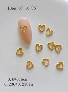 1 Pack Metal Jewelry Nail Art Accessories Heart 3D Nail Decorations