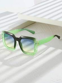 1 pieza Gafas de estilo vintage de colores en bloque cuadradas unisex, para el estilo de vida callejero Y2K. Gafas casuales para el verano, la playa, al aire libre y los viajes