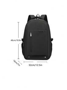 Large Capacity Stylish Simple Laptop Backpack For Men, Versatile Casual Travel Bag - Black - View 3