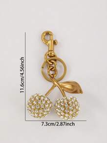 1个闪亮水钻樱桃装饰包包挂件钥匙扣 - 樱桃、苹果、梨、草莓挂件，汽车配件，钥匙圈，女士礼物，圣诞节，情人节 - 彩色 - 查看 7