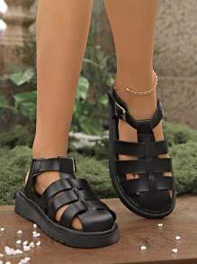 Women Flat Vintage Close-Toe Sandals