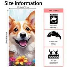 Zeitgenössisches Strandtuch mit Tiermotiv - Polyester, schnelltrocknend, sandbeständig, sehr saugfähig, weich, Strickgewebe, Hundedruck - Handwäsche, 70*150 cm - perfekt für Reisen, Yoga, Schwimmen, Fitness, Picknick