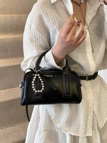 Women's Bag, High-Quality Shoulder Bag, 2025 Fashionable Crossbody Bag, Simple Small Square Bag+Hanging Decoration