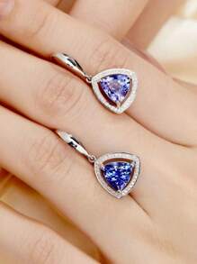 2pcs S925 Sterling Silver Minimalist Triangle Zirconia Earrings, Elegant & Versatile Jewelry For Women, Daily & Party Gift